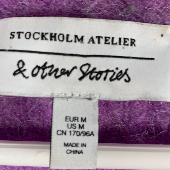 & Other Stories Cardigan Sweater Alpaca & Wool Purple Cropped Women M Coquette - Picture 4 of 11